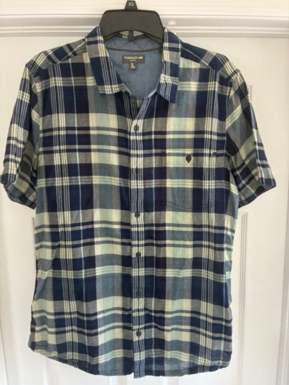 Toad&Co Beckmen SS Slim Shirt Plaid Button Up Blue
